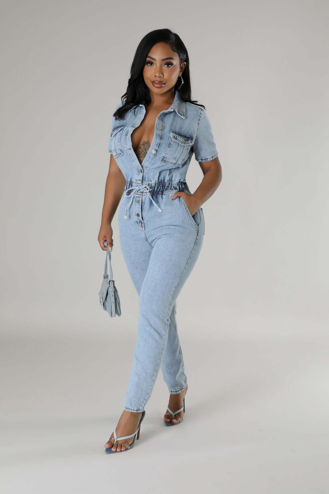 Blossom Flex Floral Denim Jumpsuit Est