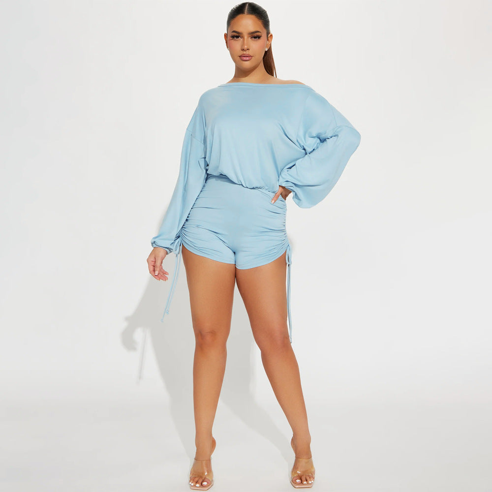 Elegant Pleated Off-Shoulder Romper