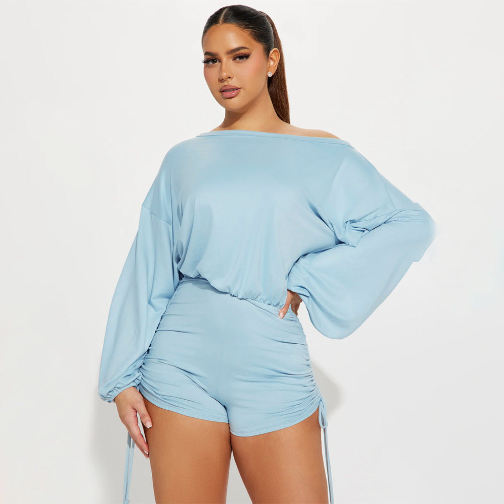 Elegant Pleated Off-Shoulder Romper