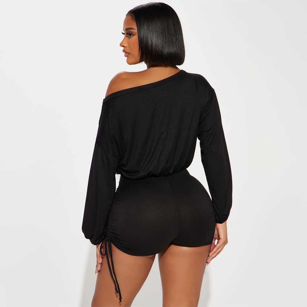 Elegant Pleated Off-Shoulder Romper