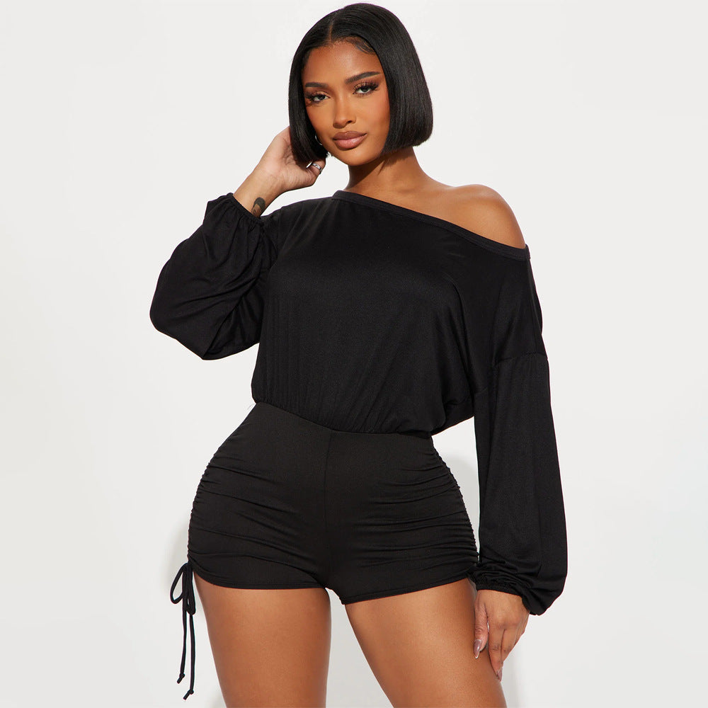 Elegant Pleated Off-Shoulder Romper