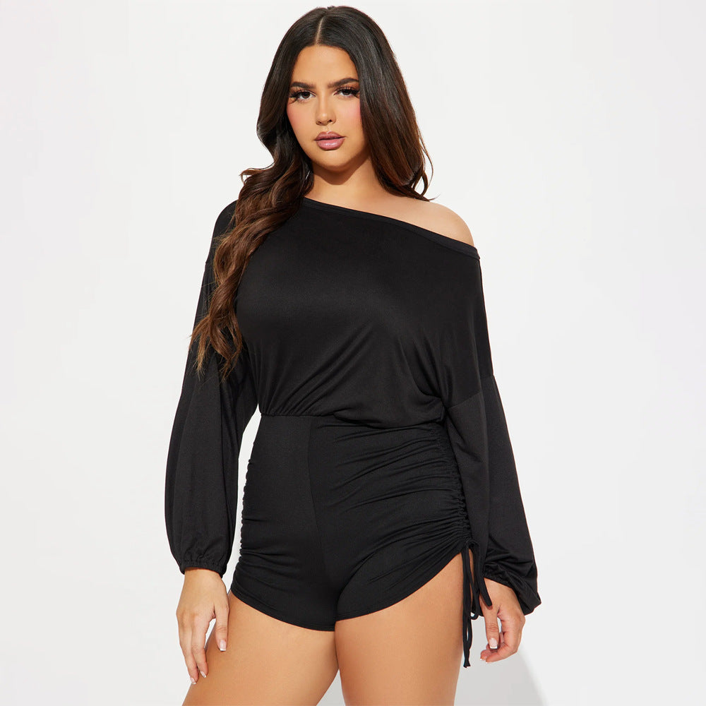 Elegant Pleated Off-Shoulder Romper