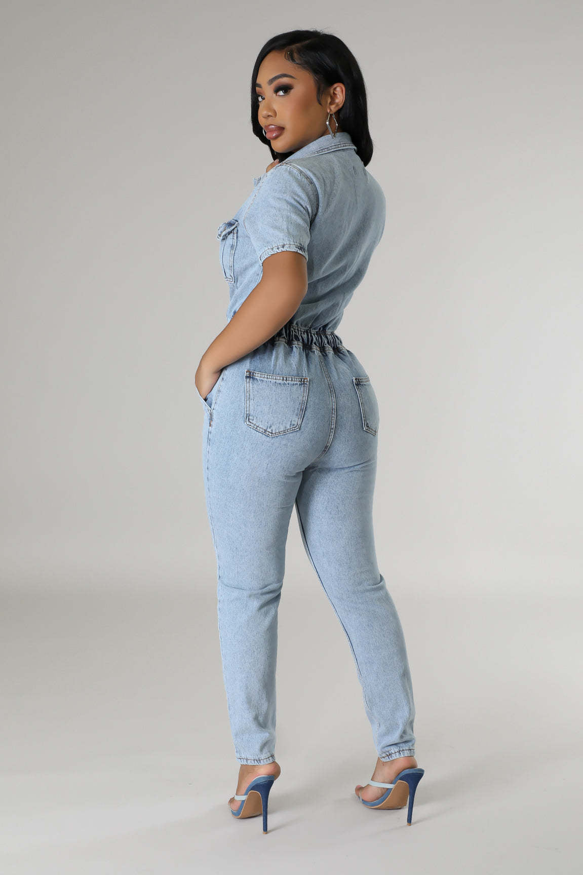 Blossom Flex Floral Denim Jumpsuit