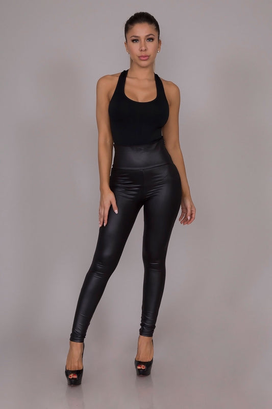 Leather High Waist Tight Stretch Leggings