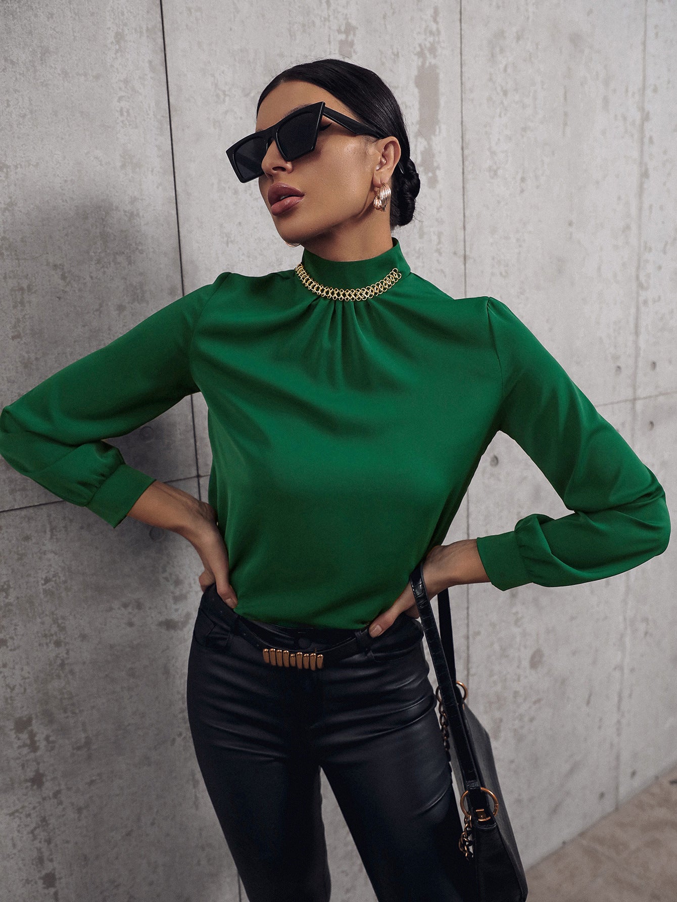 Simple Office Turtleneck Shirt Top