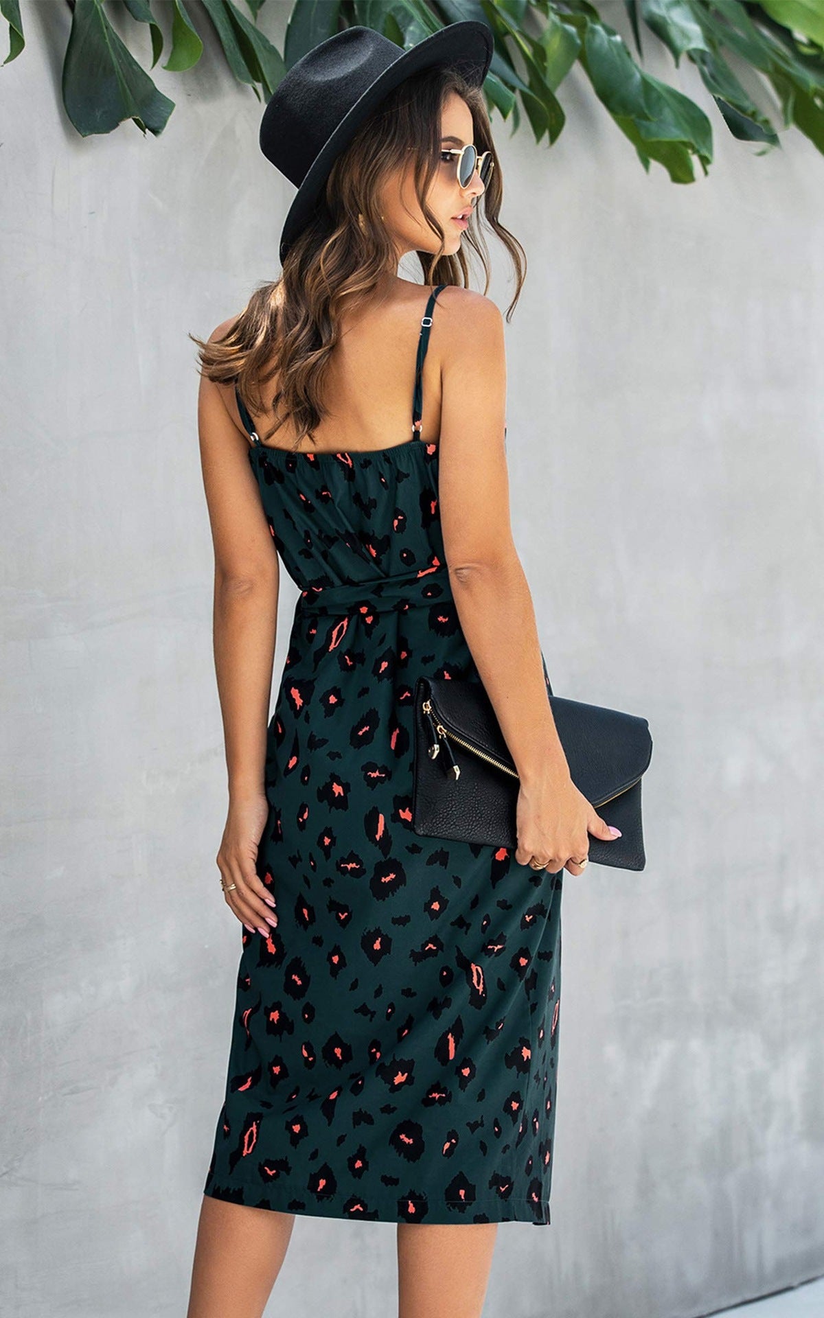 Spaghetti-Strap Floral Print Split Women Dress